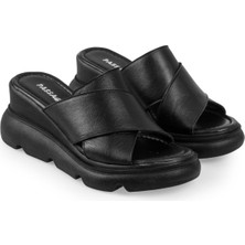 İnyola Shoes Kadın Cilt Hakiki Deri Dolgu Taban Terlik 6209
