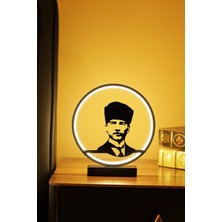 Atatürk Silüetli Metal LED Masa Lambası Dekoratif Işıklı Gece Lambası | Modern Tasarım