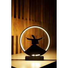 Semazen Figürlü Metal LED Masa Lambası Tasavvuf Temalı Dekoratif Aydınlatma | Sufi Işıklı Lamba