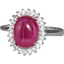 Sterling Gümüş Kadın Yüzük Gerçek Doğal Taş - Şık Tasarım (Yıldız Yakutu)