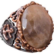 Gerçek Doğal Safir Taş Yüzük, Denizci Yüzüğü, 14.25 Karat, Çapa Yüzüğü, Gümüş Sterling