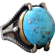 Gerçek Arizona Turkuaz Taşlı Sterlin Gümüş Pençe Yüzük - Denge ve Uyumluluk