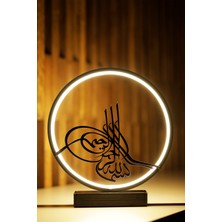 LED Işıklı Tuğra Figürlü Metal Masa ve Gece Lambası Osmanlı Temalı Dekoratif Aydınlatma