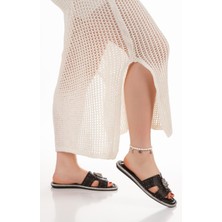 İnyola Shoes Kadın Hakiki Deri Toka Detaylı Terlik 6311 Sıyah