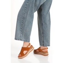 Kadın Hakiki Deri Sandalet 6312 Taba