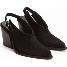 Kadın Hakiki Deri Western Sandalet 6308 Siyah Süet