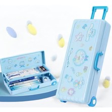 Cinnamoroll Sanrio 2 Katmanlı Çekçek Tekerlekli Valiz Büyük Stickerli Kalemlik Kalem Kutu