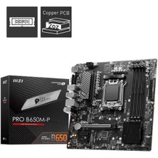 Msı Pro B650M-P Ddr5 7200MHZ 1xvga 1xhdmı 1xdp 2xm.2 USB 3.2 Matx Am5 ( Amd Am5 7000 Serili Işlemci Uyumlu)