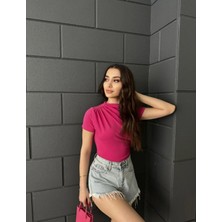 Kısa Kollu Bel Büzgülü Sandy Bluz