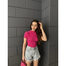 Kısa Kollu Bel Büzgülü Sandy Bluz