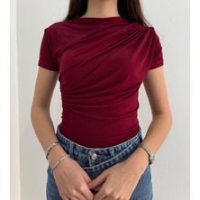 Kısa Kollu Bel Büzgülü Sandy Bluz