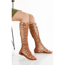 Kadın Hakiki Deri Uzun Gladyator Sandalet 6280