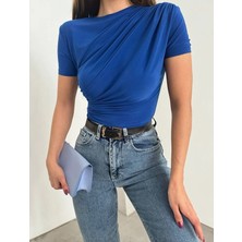 Kısa Kollu Bel Büzgülü Sandy Bluz