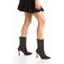 İnyola Shoes Kadın Sivri Burun Parlak Taşlı Topuklu Bot 5116