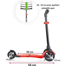 Wellgro Turbo 3 Tekerli Yükseklik Ayarlı Scooter, Kırmızı