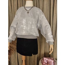Tül Detaylı Parlak Sweatshirt