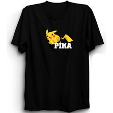 Pika, Pikachu, Anime Baskılı Unisex %100 Pamuk Tişört