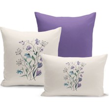 Flower Bahar Serisi Çift Tarafı Dijital Baskılı  3'lü Kırlent Kılıfı Seti (Spring)