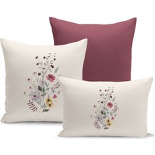 Flower Bahar Serisi Çift Tarafı Dijital Baskılı  3'lü Kırlent Kılıfı Seti (Spring)