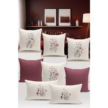 Flower Bahar Serisi Çift Tarafı Dijital Baskılı  8'li Kırlent Kılıfı Seti (Spring)