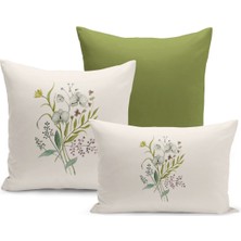 Flower Bahar Serisi Çift Tarafı Dijital Baskılı  3'lü Kırlent Kılıfı Seti (Spring)