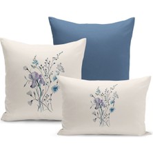 Flower Bahar Serisi Çift Tarafı Dijital Baskılı  3'lü Kırlent Kılıfı Seti (Spring)