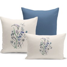 Flower Bahar Serisi Çift Tarafı Dijital Baskılı  3'lü Kırlent Kılıfı Seti (Spring)