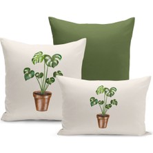 Flower Bahar Serisi Çift Tarafı Dijital Baskılı  3'lü Kırlent Kılıfı Seti (Spring)