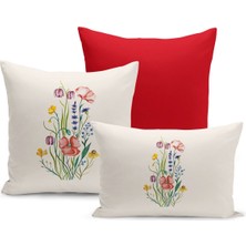 Flower Bahar Serisi Çift Tarafı Dijital Baskılı  3'lü Kırlent Kılıfı Seti (Spring)