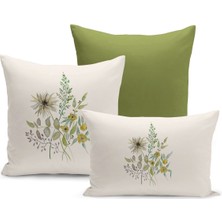 Flower Bahar Serisi Çift Tarafı Dijital Baskılı  3'lü Kırlent Kılıfı Seti (Spring)