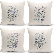 Flower Bahar Serisi Çift Tarafı Dijital Baskılı  4'lü Kırlent Kılıfı Seti (Spring)