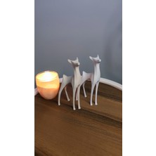 2 Li Set Geyik Dekor Dekorasyon Biblo Heykel Ev Dekorasyonu Hediyelik 16 cm  Beyaz/kemikbeyazı