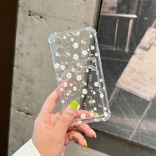 Kart Yerleştirme Tam Ekran Taze Beyaz Çiçek Cep Telefonu Kılıfı