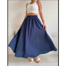 Bel Lastikli Cep Li Tensel Kumaş Poplin Etek