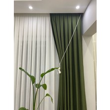 İnci Life Home Yosun Yeşili  Rengi 1/3 Sık Pileli Keten Fon Perde