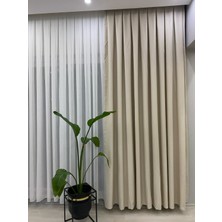 Krem Rengi 1/3 Sık Pileli Keten Fon Perde