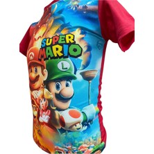 Süper Mario 3D Dijital Baskılı Çocuk Tişört Kırmızı