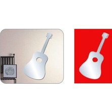 Aynalı Duvar Süsü (Sticker) Gitar Şekilli
