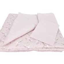 El Yapımı At Desenli Yorgan Çarşaf ve Yastıklı Üçlü Set (Pembe)
