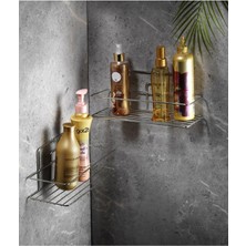 Storemax Haus Yapışkanlı Banyo Düzenleyici Şampuanlık Duş Rafı Krom 2 Adet Tş-01