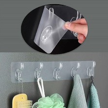 Kendinden Yapışkanlı 2 Adet Şeffaf 5li Askılık Kapı Arkası Mutfak Duvar Banyo Askı
