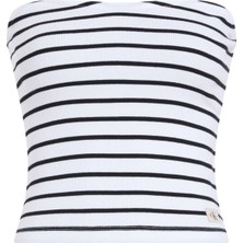Calvin Klein Jeans Straplez Yaka Çizgili Beyaz Kadın T-Shirt J20J2253100K4