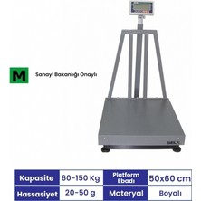 Seles Bw 50X60 cm 150 kg Onaylı Tartım Baskülü