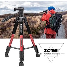 Zomei Q111 Kamera Tripodu Cep Telefonu Tutuculu + Uzaktan Kumanda, Alüminyum Alaşım Hafif Kamera Ayaklı Tripod 3 Yönlü Döner Başlık Hızlı Değiştirme Plakası ve Çanta 47 - 140 cm Kırmızı Renk
