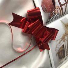 Kırmızı Metalik Çekmeli Fiyonk Süs 30MM (3  cm ) Hediye Paketi Süsleme 4 Adet (Kırmızı)