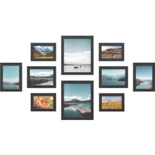 Resim Çerçevesi Seti 10'lu, 20 x 25  cm  Boyutunda 2 Fotoğraf, 13 x 18  cm  Boyutunda 4 Fotoğraf, 10 x 15  cm  Boyutunda 4 Fotoğraf, Siyah