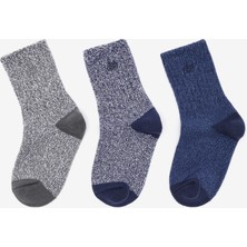 Skechers Non Terry Crew - 3'Lü Paket Çocuk Çorap Büyük Erkek Çocuk Blue/Grey Çorap S600808-434