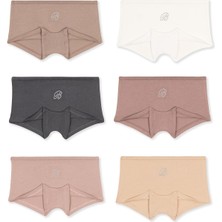 Kız Çocuk Pamuklu Likralı Taş Baskı Detaylı Boxer 6!lı Paket 5896 Renkli