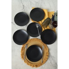 Keramika Mat Siyah Ege Pasta Tabağı 20 cm 6 Adet 956