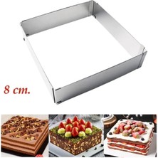 Kare Ayarlanabilir 8 cm Paslanmaz Çelik Kek Pasta Pandispanya Kalıbı